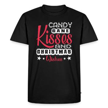 Candy Cane Kisses And Christmas Wishes - Men's Premium Organic T-Shirt - black - Front - Nico (187cm)