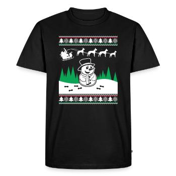 Funny Snowman Great Dane Christmas - Men's Premium Organic T-Shirt - black - Front - Nico (187cm)