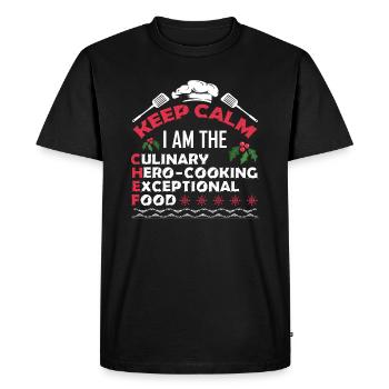 Christmas Keep Calm I'm The Chef - Men's Premium Organic T-Shirt - black - Front - Nico (187cm)