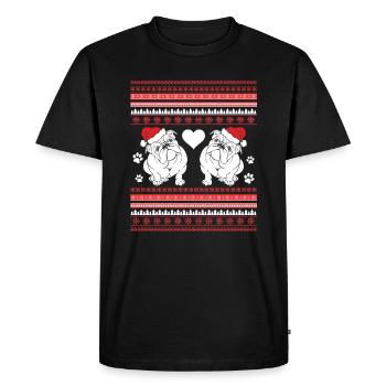Funny Bulldog Lover Christmas - Men's Premium Organic T-Shirt - black - Front - Nico (187cm)