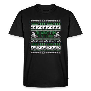 Christmas Cycling Oh What Fun It Is To Ride - Men's Premium Organic T-Shirt - black - Front - Nico (187cm)