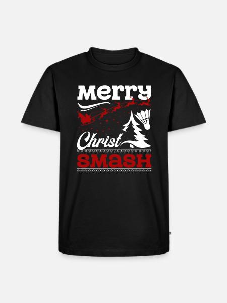 Christmas Badminton Merry Christ Smash - Men's Premium Organic T-Shirt - black