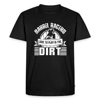 Barrel Racing Barrel Racers Love Play In Dirt - Men's Premium Organic T-Shirt - black - Front - Nico (187cm)