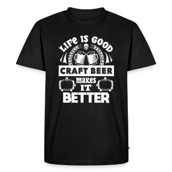Beer Brewing Craft Beer Makes Life Better - Men's Premium Organic T-Shirt - black - Front - Nico (187cm)