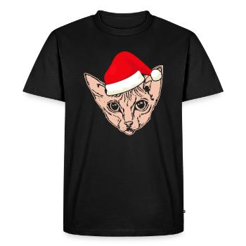 Christmas Santa Sphynx Cat - Men's Premium Organic T-Shirt - black - Front - Nico (187cm)