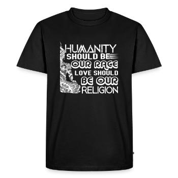 Buddha Humanity Should Be Our Race - Men's Premium Organic T-Shirt - black - Front - Nico (187cm)