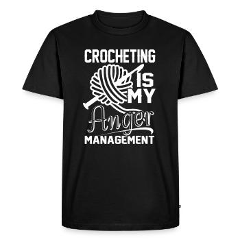 Crocheting Is My Anger Management - Men's Premium Organic T-Shirt - black - Front - Nico (187cm)
