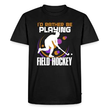 Field Hockey I'd Rather Be Playing Field Hockey - Men's Premium Organic T-Shirt - black - Front - Nico (187cm)