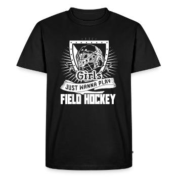 Field Hockey Wanna Play Field Hockey - Men's Premium Organic T-Shirt - black - Front - Nico (187cm)