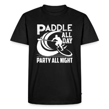 Paddleboarding All Day Party All Night - Men's Premium Organic T-Shirt - black - Front - Nico (187cm)