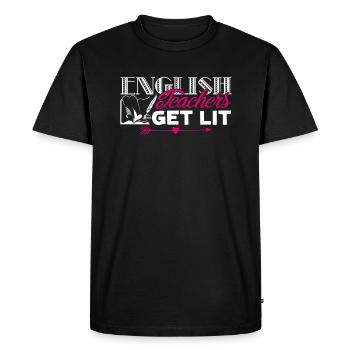 English Teacher Gets Lit - Men's Premium Organic T-Shirt - black - Front - Nico (187cm)