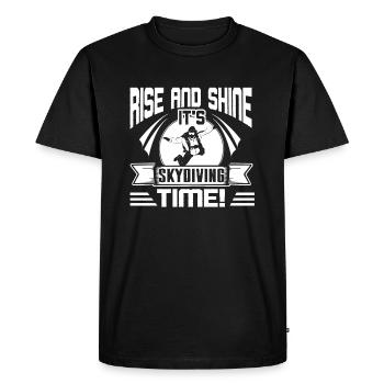 Rise And Shine It's Skydiving Time - Men's Premium Organic T-Shirt - black - Front - Nico (187cm)