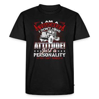 Trucker I Am A Trucker - Men's Premium Organic T-Shirt - black - Front - Nico (187cm)