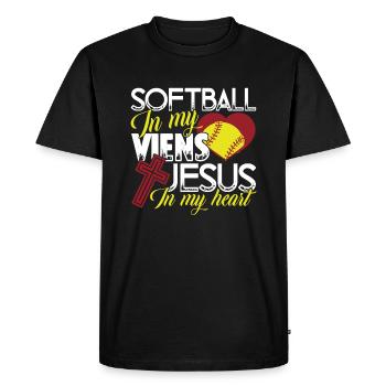 Softball Softball In My Veins - Men's Premium Organic T-Shirt - black - Front - Nico (187cm)