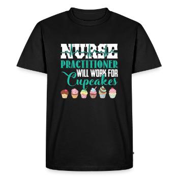 Nurse Practitioner Will Work For Cupcakes - Men's Premium Organic T-Shirt - black - Front - Nico (187cm)