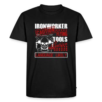 Ironworker Caution Flying Tools - Men's Premium Organic T-Shirt - black - Front - Nico (187cm)