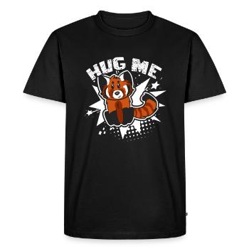 Red Panda Hugs Me - Men's Premium Organic T-Shirt - black - Front - Nico (187cm)