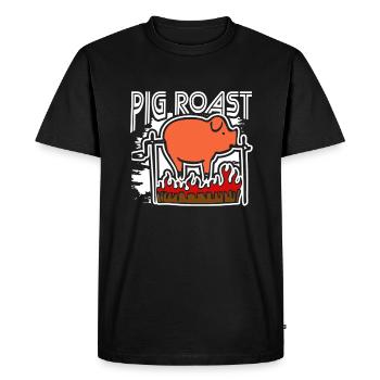 Funny Pig Roast Lovers - Men's Premium Organic T-Shirt - black - Front - Nico (187cm)