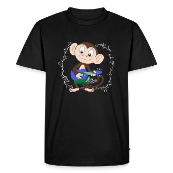 Sock Monkey Plays Ukulele Hula - Men's Premium Organic T-Shirt - black - Front - Nico (187cm)