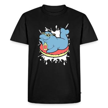 Funny Manatee Does Sunbath - Men's Premium Organic T-Shirt - black - Front - Nico (187cm)