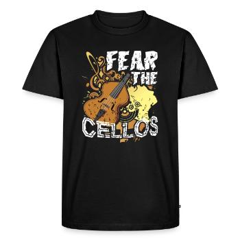 Fear The Cellos Funny Cello Player - Men's Premium Organic T-Shirt - black - Front - Nico (187cm)