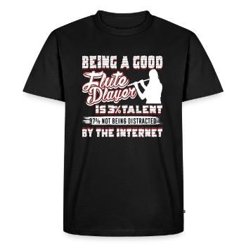 Being A Good Flute Player - Men's Premium Organic T-Shirt - black - Front - Nico (187cm)