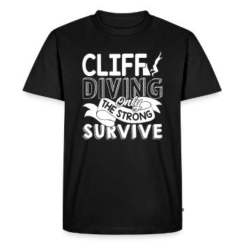 Cliff Diving Only The Strong Survive - Men's Premium Organic T-Shirt - black - Front - Nico (187cm)