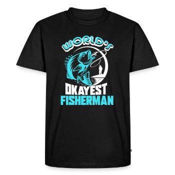 Fisherman World's Okayest Fisherman - Men's Premium Organic T-Shirt - black - Front - Nico (187cm)