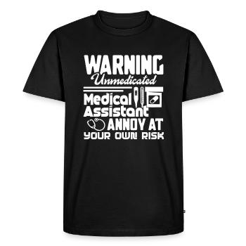 Medical Assistant Medical Assistant Warning - Men's Premium Organic T-Shirt - black - Front - Nico (187cm)