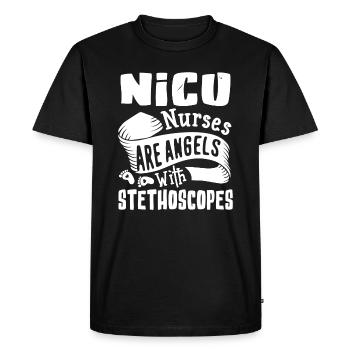 Nicu Nurse Nicu Nurses Are Angels - Men's Premium Organic T-Shirt - black - Front - Nico (187cm)