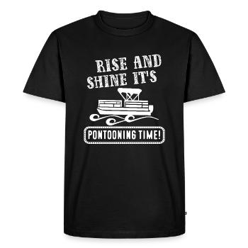 Rise And Shine It's Pontooning Time - Men's Premium Organic T-Shirt - black - Front - Nico (187cm)