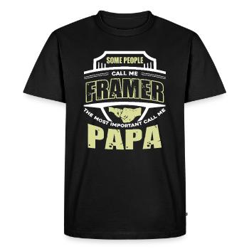 Framer Framer Papa - Men's Premium Organic T-Shirt - black - Front - Nico (187cm)