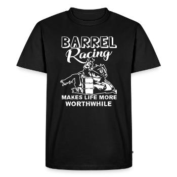 Barrel Racing Makes Life More Worthwhile - Men's Premium Organic T-Shirt - black - Front - Nico (187cm)