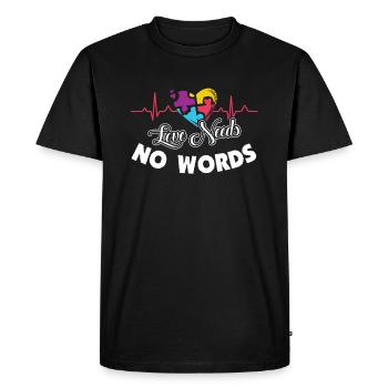 Autism Awareness Heartbeat Love Needs No Words - Men's Premium Organic T-Shirt - black - Front - Nico (187cm)