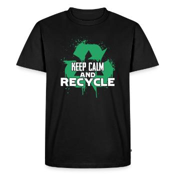 Earth Day Keep Calm And Recycle - Men's Premium Organic T-Shirt - black - Front - Nico (187cm)