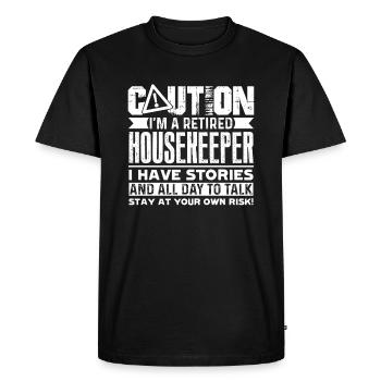 Housekeeper Retired Housekeeper Caution - Men's Premium Organic T-Shirt - black - Front - Nico (187cm)