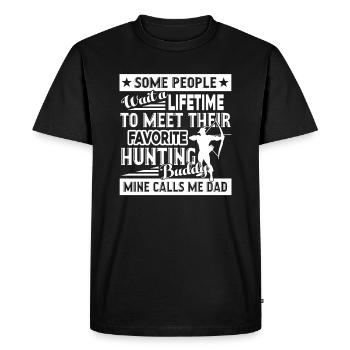 Hunting Proud Dad Of Hunting Buddy - Men's Premium Organic T-Shirt - black - Front - Nico (187cm)