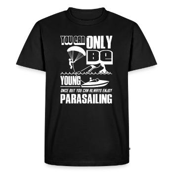 You Can Always Enjoy Parasailing - Men's Premium Organic T-Shirt - black - Front - Nico (187cm)