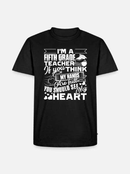 5th Grade Teacher Full Heart - Men's Premium Organic T-Shirt - black