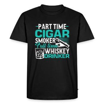 Cigar Smoking Part Time Cigar Smoker - Men's Premium Organic T-Shirt - black - Front - Nico (187cm)