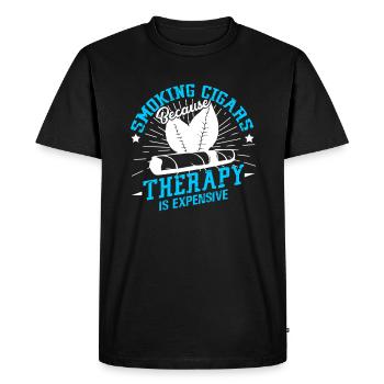 Cigar Smoking Because Therapy Is Expensive - Men's Premium Organic T-Shirt - black - Front - Nico (187cm)