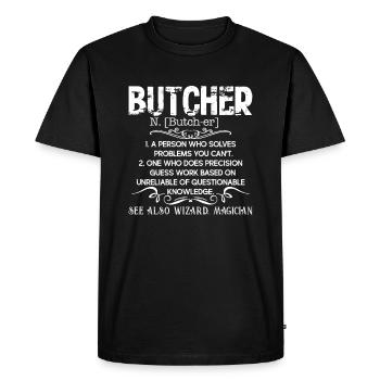 Butcher Definition - Men's Premium Organic T-Shirt - black - Front - Nico (187cm)
