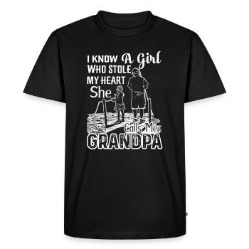 Father's Day My Girl Calls Me Grandpa - Men's Premium Organic T-Shirt - black - Front - Nico (187cm)
