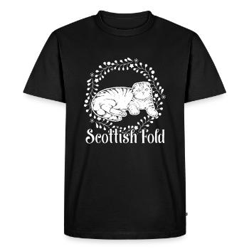 Scottish Fold Cat Vintage Design - Men's Premium Organic T-Shirt - black - Front - Nico (187cm)