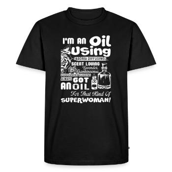 Essential Oil I am An Oil Using - Men's Premium Organic T-Shirt - black - Front - Nico (187cm)