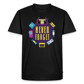 Never Forget VHS Cassette Disk Eighties Retro - Men's Premium Organic T-Shirt - black - Front - Nico (187cm)