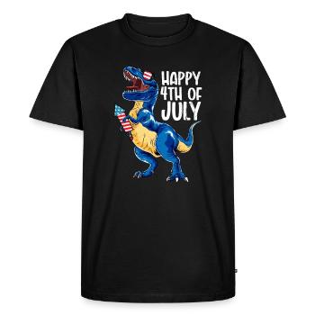 Dinosaur Independence Day USA Juillet - T-shirt Premium bio Homme - noir - Devant - Nico (187cm)
