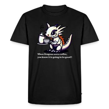 Dragon Coffee! - Men's Premium Organic T-Shirt - black - Front - Nico (187cm)