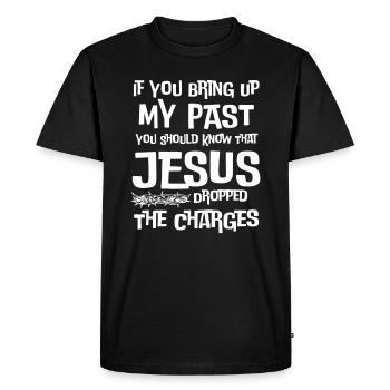 Si vous évoquez ma religion passée Jésus chrétien - T-shirt Premium bio Homme - noir - Devant - Nico (187cm)