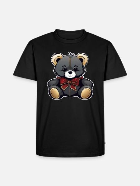Cute Teddy Bear with Bow - Men's Premium Organic T-Shirt - black